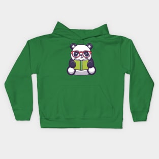 Cute Panda Reading Book Cartoon Kids Hoodie